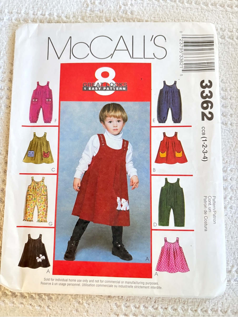McCall’s Pattern 3362 CCB for Toddler’s Jumper and Jumpsuit